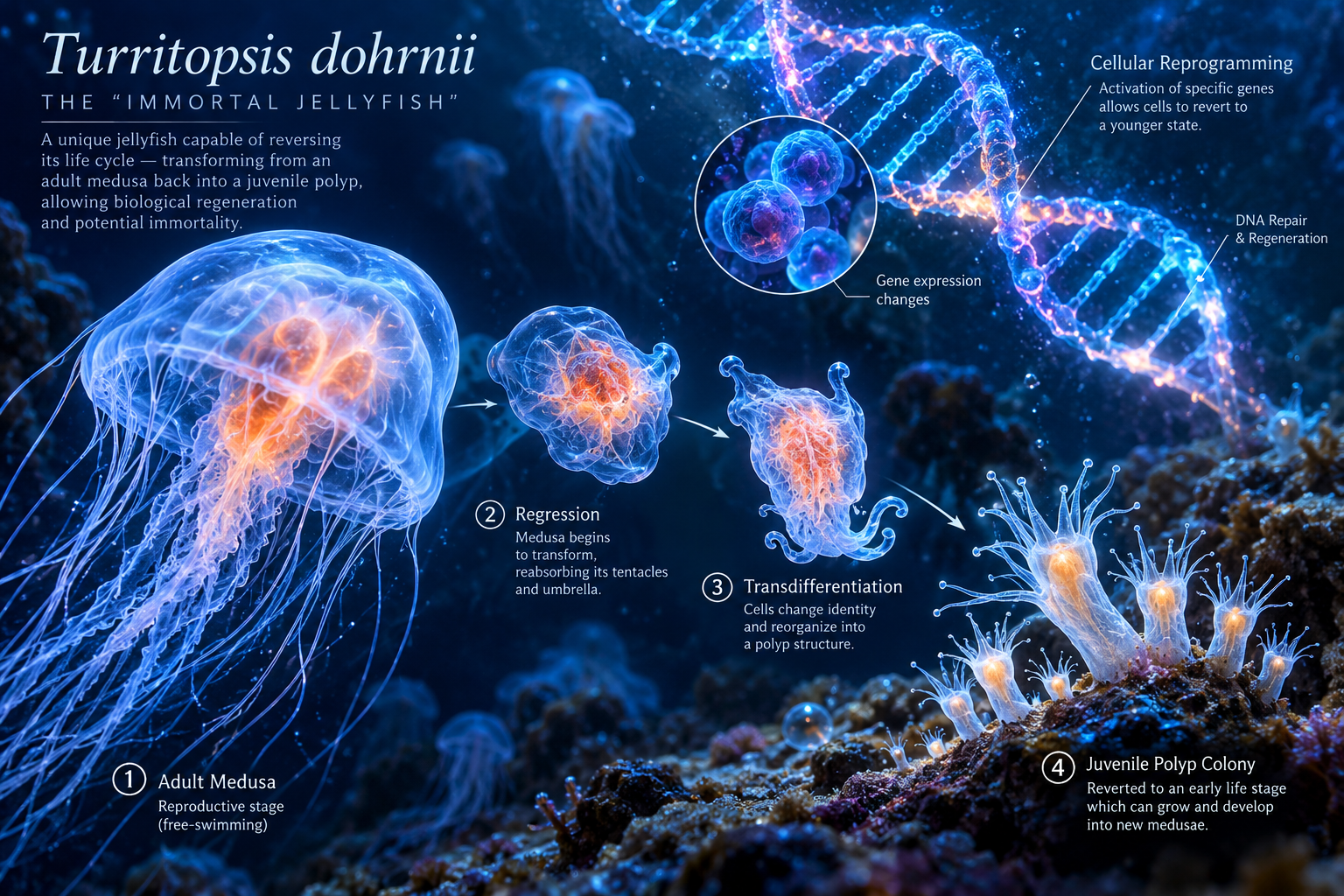 The Immortal Jellyfish (Turritopsis dohrnii): How Nature Solved Biological Aging