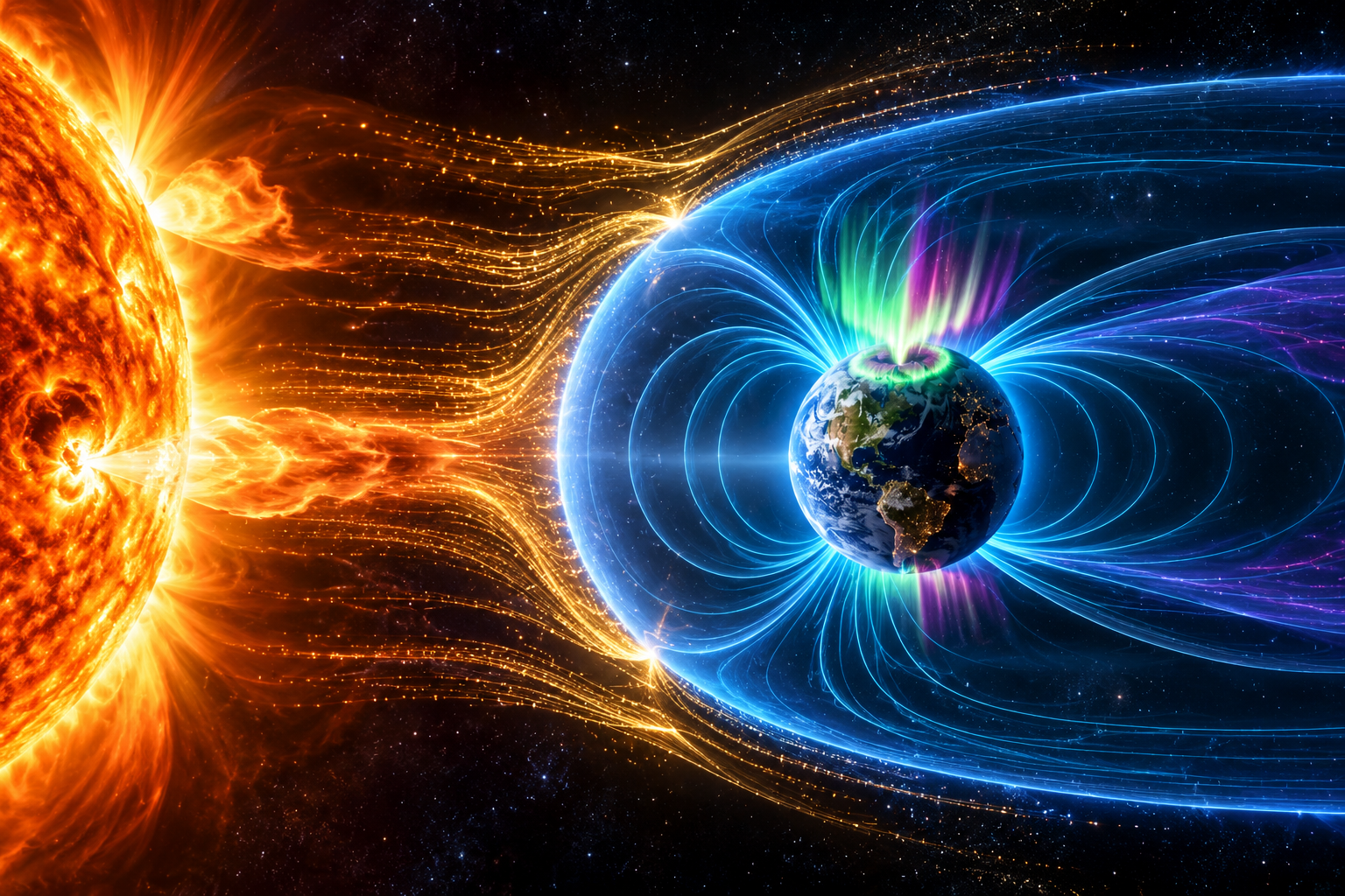 The Northern Lights (Aurora Borealis): When Solar Winds Collide with Earth's Magnetic Shield